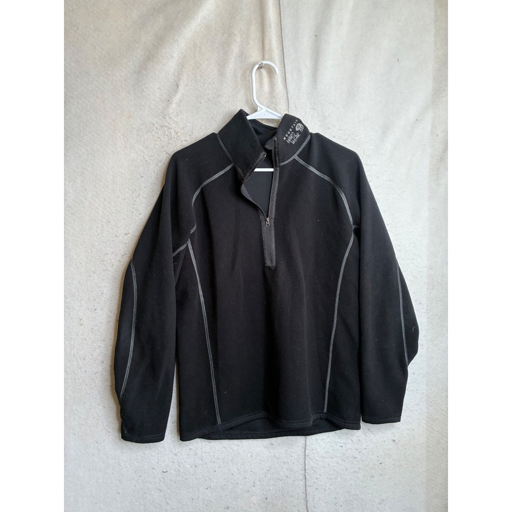 Mountain Hardwear Mens Black Quarter Zip Fleece Pullover Thumbholes Large